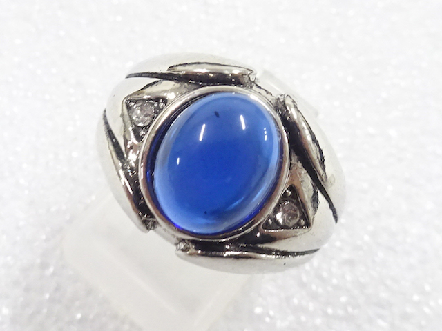 JAPANESE KIMONO / ANTIQUE COLORED STONE RING (SIZE 14.5)